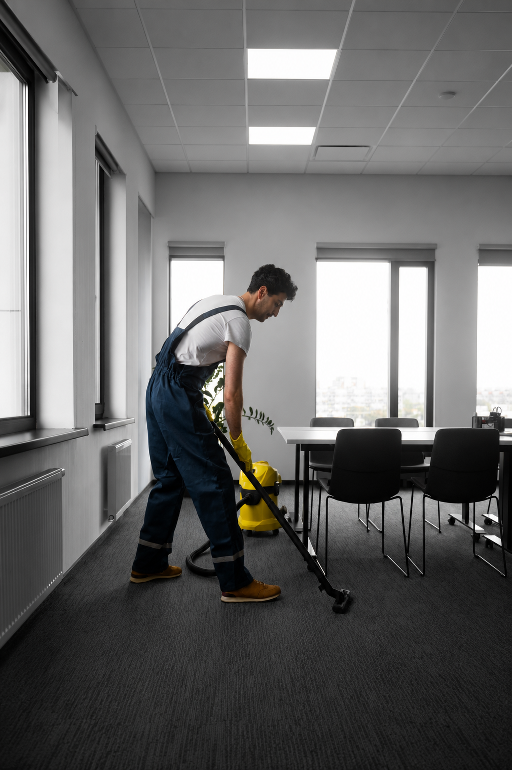 Professional cleaner at work